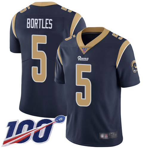 Los Angeles Rams Limited Navy Blue Men Blake Bortles Home Jersey NFL Football #5 100th Season Vapor Untouchable